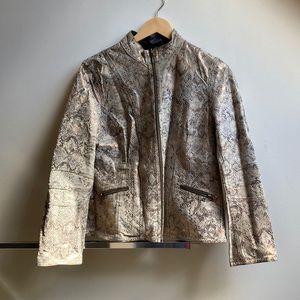 ⬇️ Genuine leather snake skin print reversible jacket, Moto jacket.